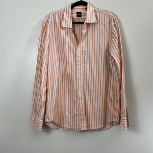 Boss Hugo Boss Men’s Striped Long Sleeve Button-Down Dress Shirt Size XL